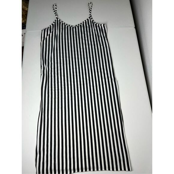 Prettylittlething Black Stripe Jersey Split Cami Midi Dress size 10 - Picture 9 of 15